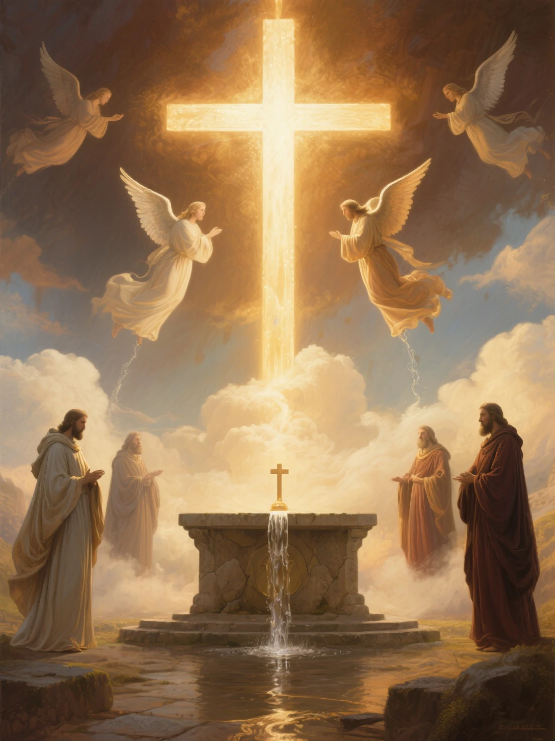 1. . I believe in God, almighty father 2. creator of heaven and earth 3. I believe in Jesus Christ, his only Son, Our Lord 4. Who was conceived by the power and grace of the Holy Spirit 5. born of the Virgin Mary 6. suffered under Pontius Pilate 7. He was crucified 8. dead and buried 9. He descended into hell 10. On the third day he rose from the dead.. He ascended to heaven 12. and is seated at the right hand of God the Father, Almighty 13. From there he will come to judge the living and the dead.. 
14. I believe in the Holy Spirit 15. The Holy Catholic Church 16. the communion of saints 17. the forgiveness of sins 18. the resurrection of the flesh 19. And eternal life. Amen. 

GRAPHICALLY INTERPRET EACH ONE 