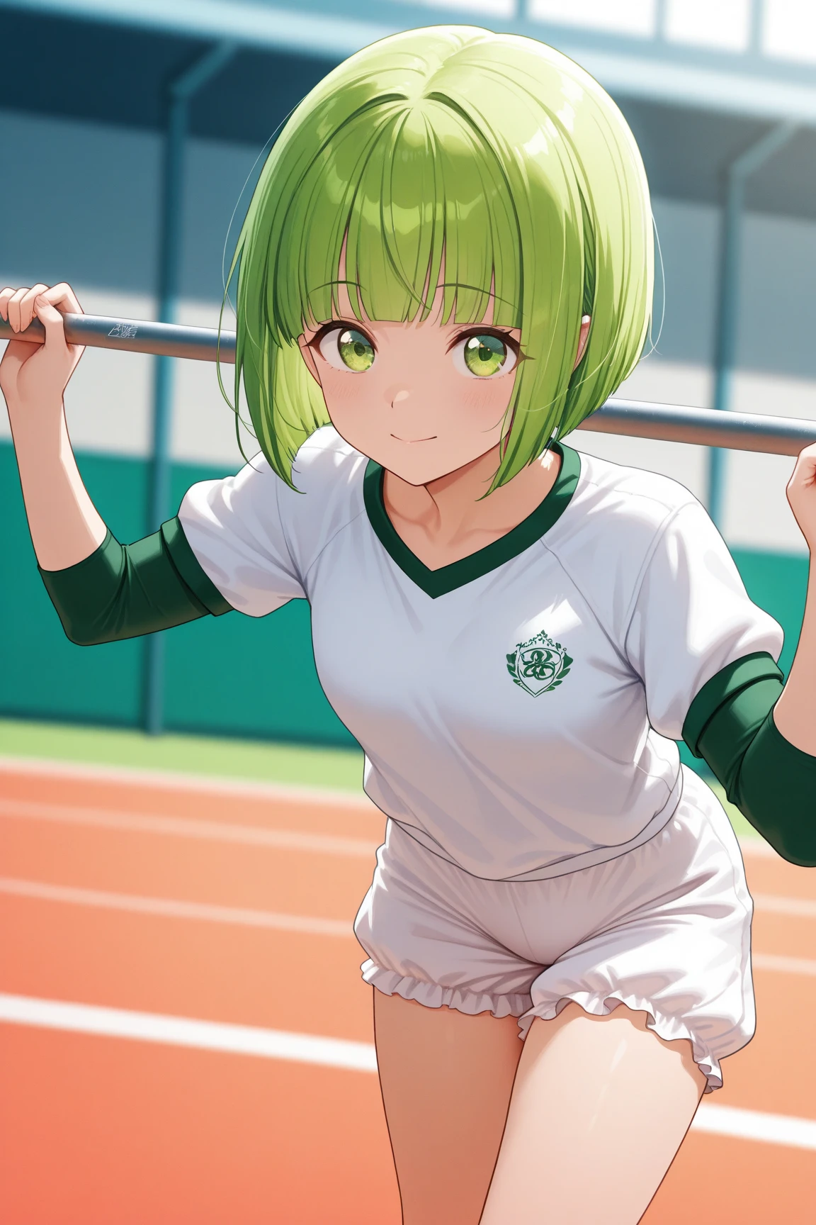 masterpiece,highest quality,anime,2D,Detailed face,
1 girl, alone, pointy ears, green hair, goblin, blue eyes, short hair,green hair,tennis wear,Tennis court,tennis form,stylish angle,(lively_color:1.2) (beautiful_medium breasts:1.3), (beautiful_face:1.4),(beautiful_thighs:1.1),