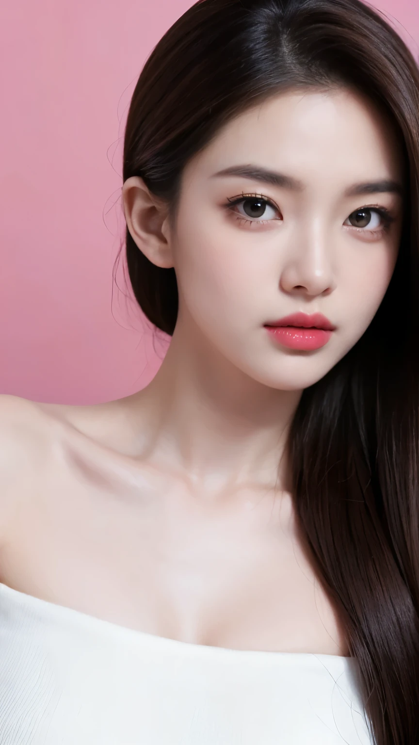 Kim jennie con el cabello negro oscuro, con rulos en las puntas del cabello negro oscuro, con un ganchito de estrella en el cabello negro oscuro, ojos de color claro, ojos bonitos, ojos llorosos, nariz bonita y respingada, labios bonitos, labios rosas, heart and cupid shaped lip, piel bonita, pale, piel blanca, con lunares y pecas en todo el rostro, rubor rosa suave en las mejilla, rubor rosa natural, maquillaje suave y rosa, jennie, cuellos bonito, cuello marcado, frown, mirada enojada, con un collar de beso, un collar bonito de beso, mientras muestra sus pechos con un brasier de conchas del mar, mientras un brasier en forma de conchas de mar, con una falda roja, mientras tiene una falda suelta de color rojo, mientras tiene el abdomen desnudo, delgado, marcado y bonito, (pechos grandes, pechos suaves, pechos bonitos, pechos naturales), mirando a la camara, autofoto