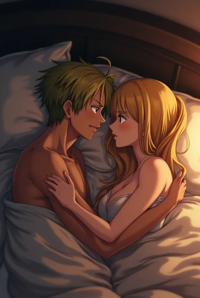 Zoro and Sanji sleeping spooning