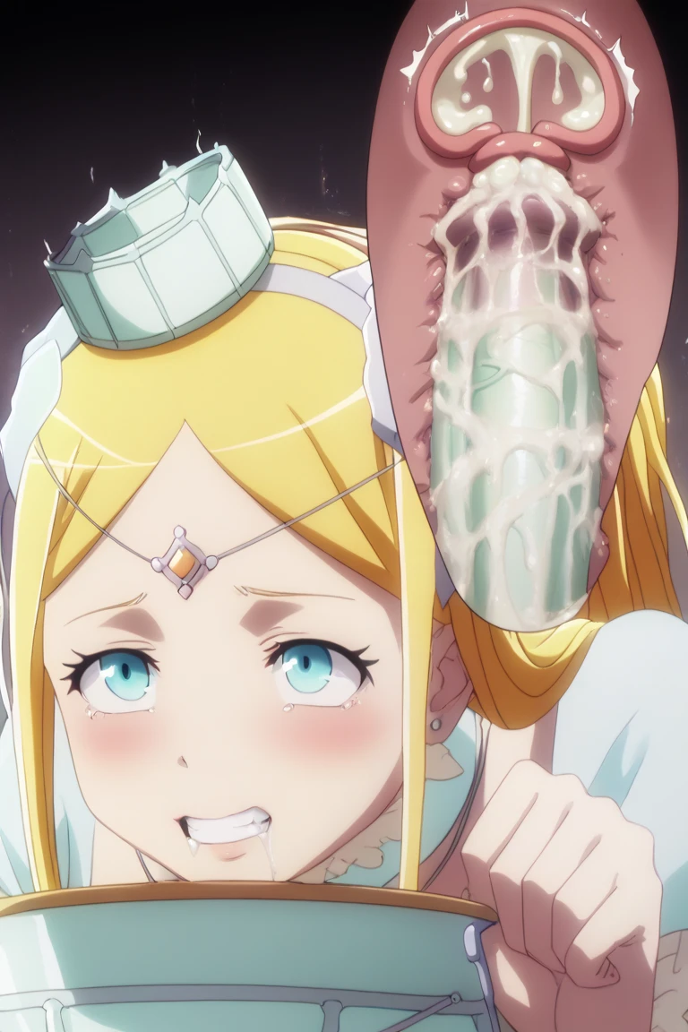 score_9, score_8_up, score_7_up, source_anime, kaorukotenkawa, kaoruko tenkawa, long hair, , blonde hair, bow, hair bow, yellow bow, gloves, dress, heart, elbow gloves, magical girl, yellow gloves, crazy smile, looking at viewer, dutch angle, blush, open mouth, big mouth, tongue, tongue out, close up, saliva, uvula, uvula, room, mouth focus, excessive saliva, giantess, huge mouth, long tongue, large tongue, closed eyes,