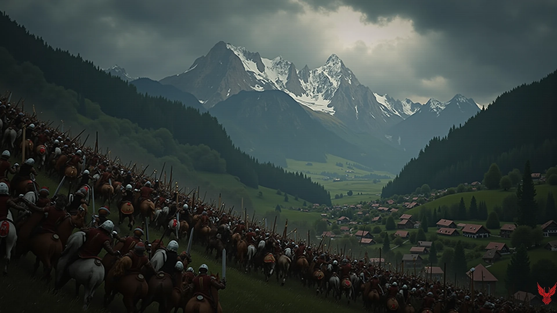 Two armies facing each other (FantasyKnight style:1)