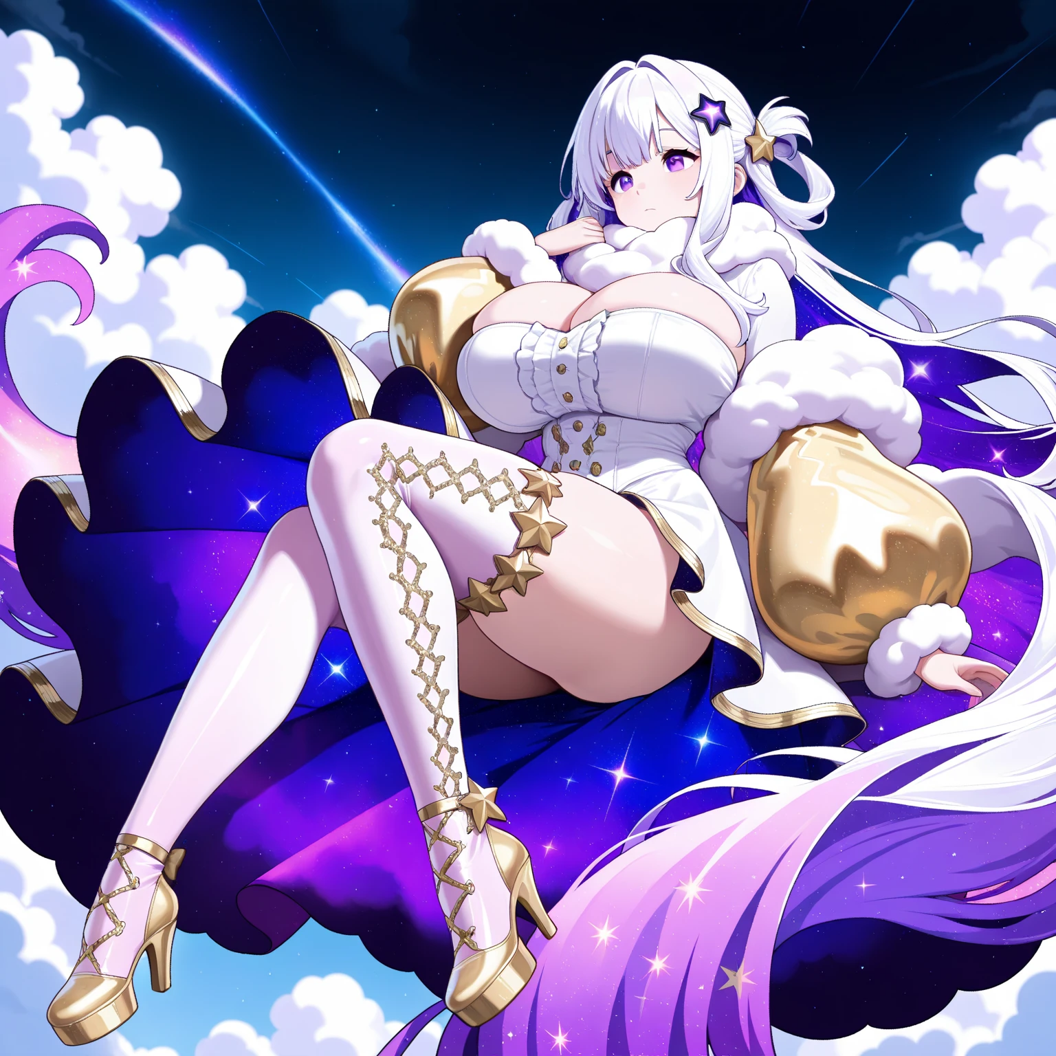 attractiveアニメの女の子, Ahegao,have large breasts,semen, Fluffy breasts,Huge breasts, Huge Ass, Very curvaceous, Obscene,attractive, Anime girl crouching, Dominant Pose, Lower body close-up, Shooting from below,Beautiful anime girl crouching, On my knees, Kneel!!,Hands behind back pose!,Cartoon drawing of a woman with long hair and horns, White-haired God, A strong and plump female magician,White-purple cloak,