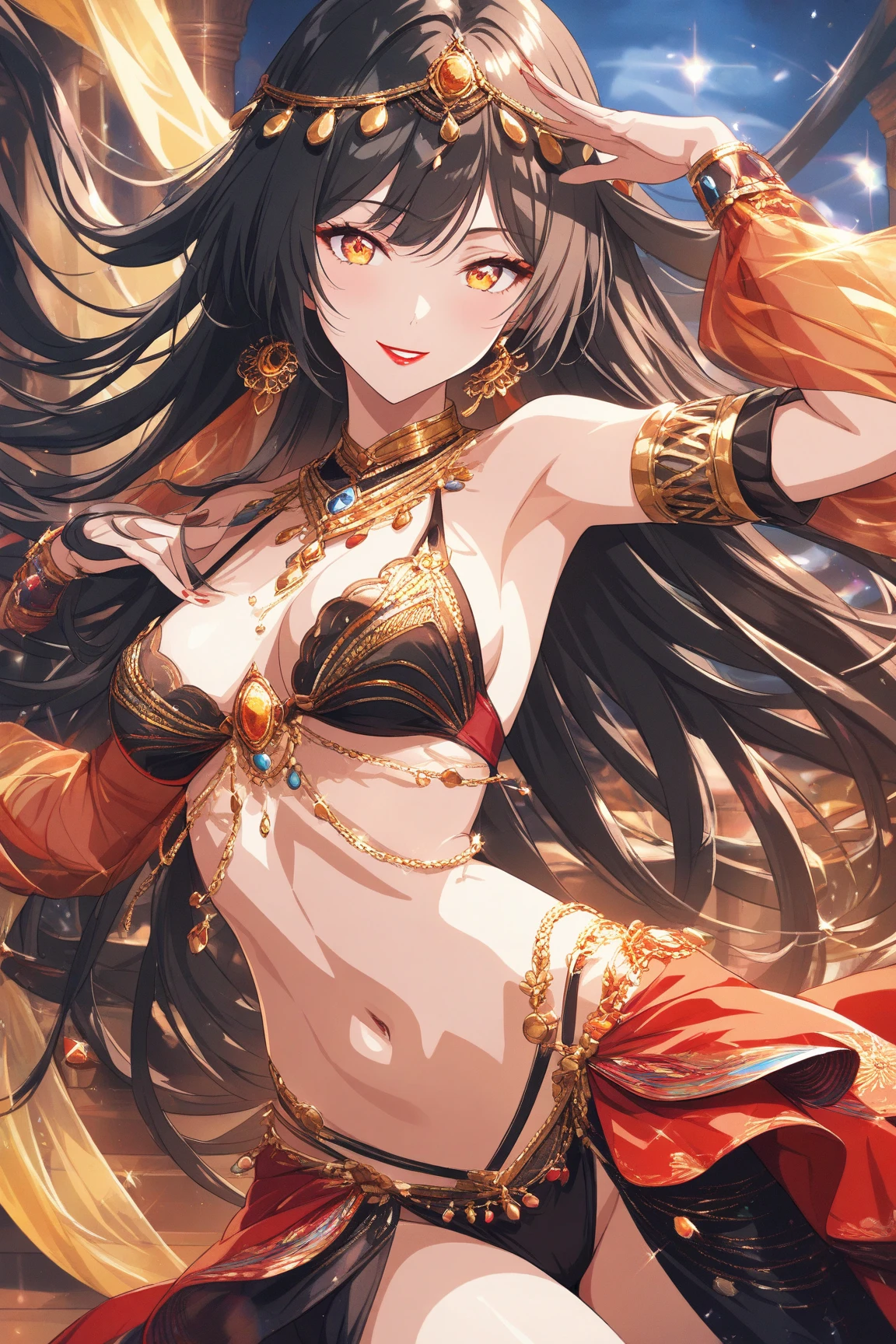 ((highest quality)),(ultra high resolution),(Super detailed),(detailed description),((best CG)),(best work of art),super precision art, great drawing art,(Art with precise details:1.5), (Fantasy medieval bikini armor 1 woman:1.5), beautiful and well-shaped face:1.5,(Beautiful skin with precise and detailed depiction:1.6),(:1.5),provocative angle:1.6,gorgeous, beautiful young woman, beautiful and flawless red colored skin, long flowing black hair, obsidian colored eyes, symmetrical face, seductive and alluring facial features, her very presence oozes seduction, S-shaped body figure, slim and narrow waist, hip level shot