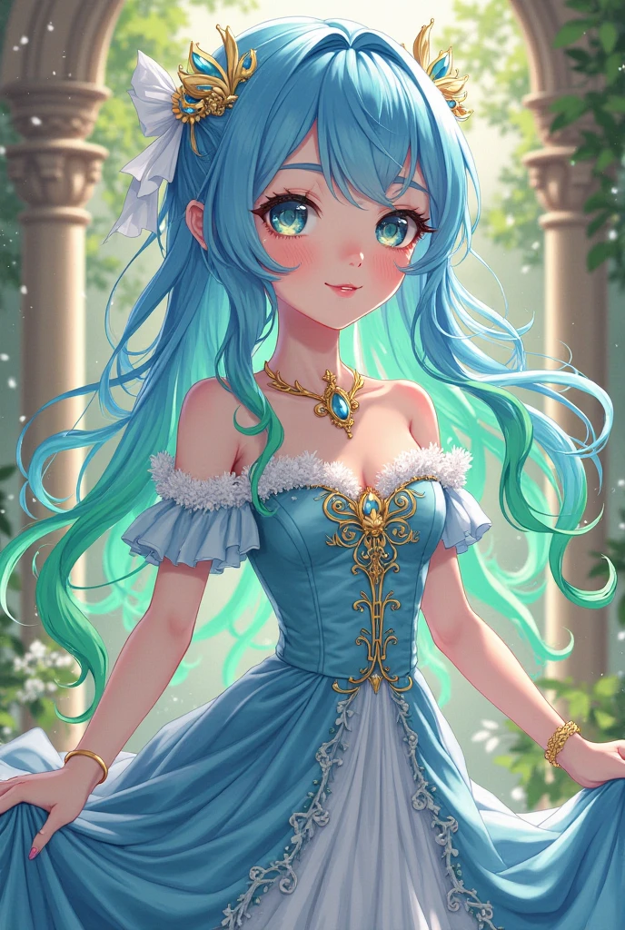 beautiful fairy girl in tiered colorful gradient ballgown dress, highest quality,masterpiece,16K or 8K,Super detailed,gradient glitter ,One piece with plenty of frills、 fairy princess、 giant white fairy wings、 Flowers and colorful plants, beautiful, masterpiece, highest quality、gradient hair, light blue hair, floating hair, wavy hair,fluffy hair、 very long hair, pastel wreath on head,Lavender colored eyes, long eyelashes, beautiful eyes、pointed ears, light smile, bright pupils, Long flowing colorful hair, beautiful顔,digital illustration, masterpiece,highest quality,High resolution,Super detailed, masterpiece, highest quality、(magical forest、flower garden)、natural makeup、smile with your mouth closed、floating in the air、dress studded with roses