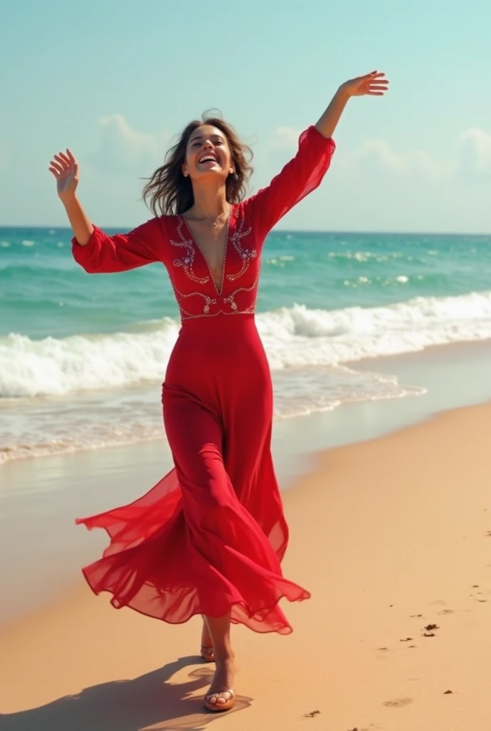 Hot Indian aunty showing her ass in red and black sitan nighty stand at beach 