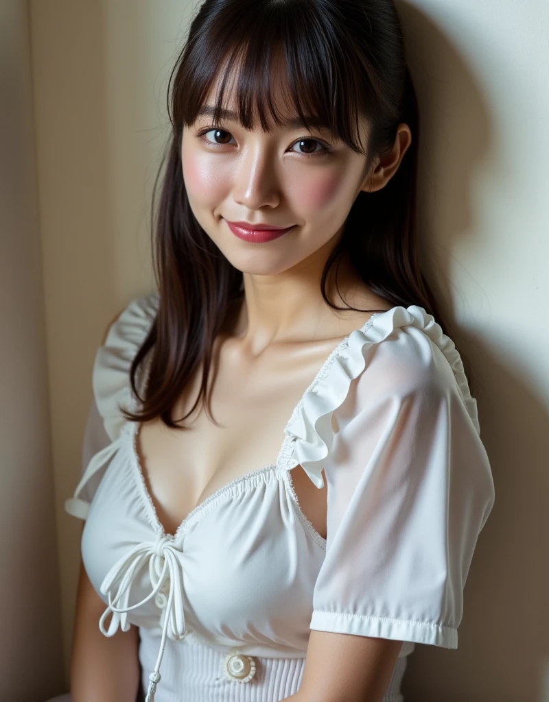 (Highest quality、Tabletop、8K、Best image quality、Award-winning works)、One beautiful bride、(alone:1.1)、(The most extravagant and gorgeous wedding dresses:1.1)、(Perfect Wedding Lace:1.2)、(The most gorgeous and luxurious giant tiara:1.1)、(The most extravagant and luxurious giant necklace:1.1)、((Look at me with your best smile:1.5))、((View your viewers:1.5))、((Looking into the camera:1.5))、A wide selection of the finest jewellery、Cowboy Shot、Perfect Makeup、Long eyelashes、Ultra HD Shining Eyes、Ultra HD Hair, 38 years old、((flat chest:1.8))、((slender body:1.5))、((Medium sized breasts:1.5))、Ultra-high resolution glossy lips、Ultra High Resolution Perfect Teeth、Super high resolution beautiful face、(Accurate anatomy:1.1)、(Very bright and beautiful skin:1.2)、(very bright and vivid:1.2)、((Perfect beautiful bridal hairstyles))、(A gorgeous and elegant church:1.2)、(A gorgeous and beautiful church:1.2)、(Front facing body:1.1)、(The most romantic atmosphere:1.1)、(Strongly blurred background:1.1)、(Calm and warm lighting:1.1)、