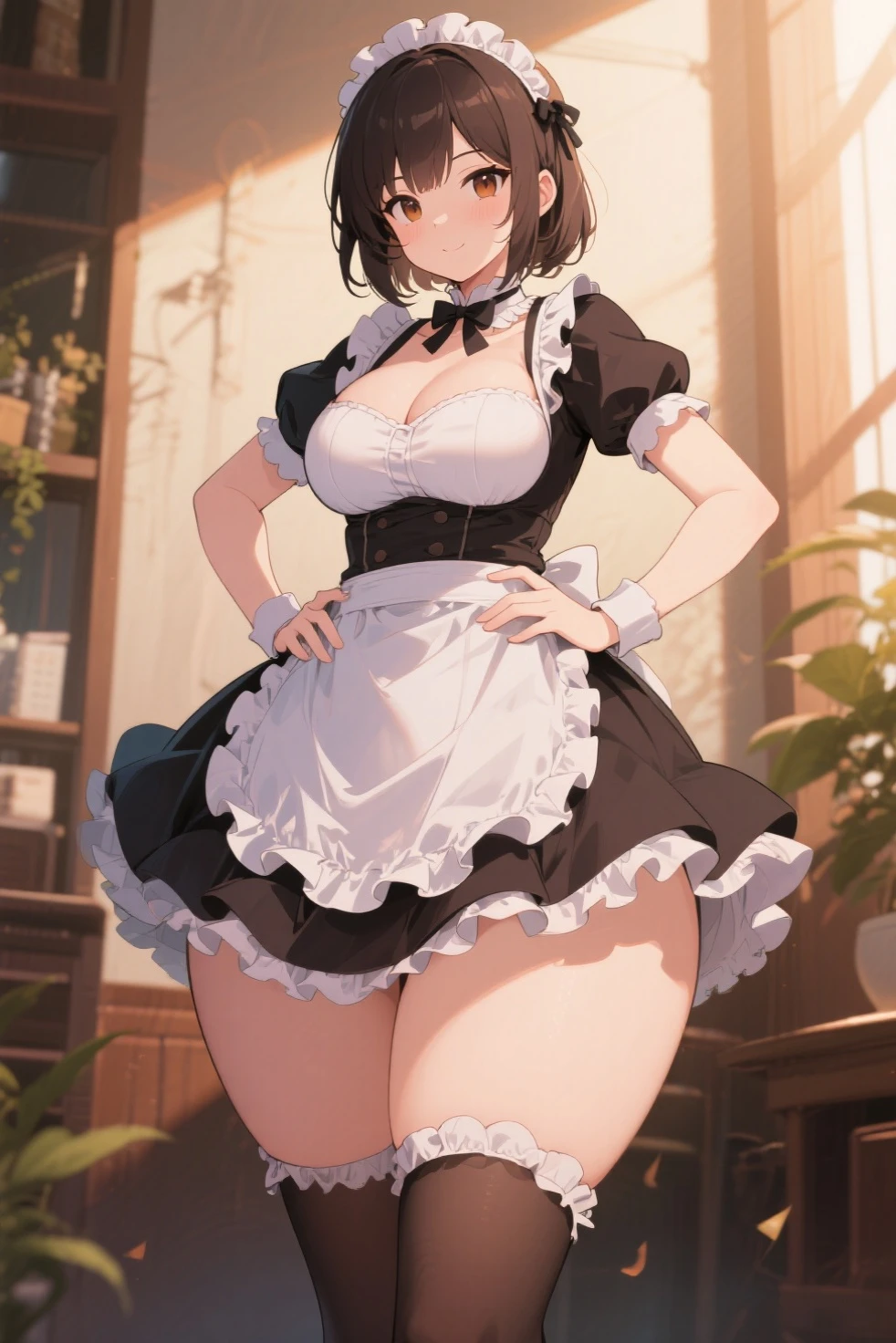 1girl in, Parted lips, blush, makeup, lightsmile, Full body, Wide Angle, frombelow, crass room, llight rays, Glow, thighs thighs thighs thighs, 鎖骨, Narrow waist, (masutepiece), (Wearing a bunny costume:1.3)、Black costume