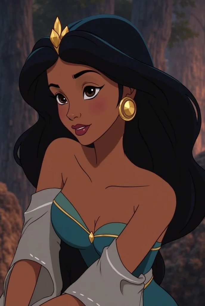 Stunning Princess Jasmine, photo in 8k, in action, cinematic, Unclothed, with big breasts
