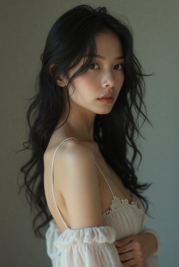 A closeup of a woman with long hair wearing a bra top, linda mulher coreana jovem, jennie blackpink, Mulher sul-coreana bonita, mulher coreana jovem bonita, Heonhwa Choe, Jaeyeon Nam, atriz da Coreia, Lee Ji-eun, Lee Ji - Eun, Modelo de moda feminina coreana, Jiyun Chae, Gongbi, gorgeous chinese model