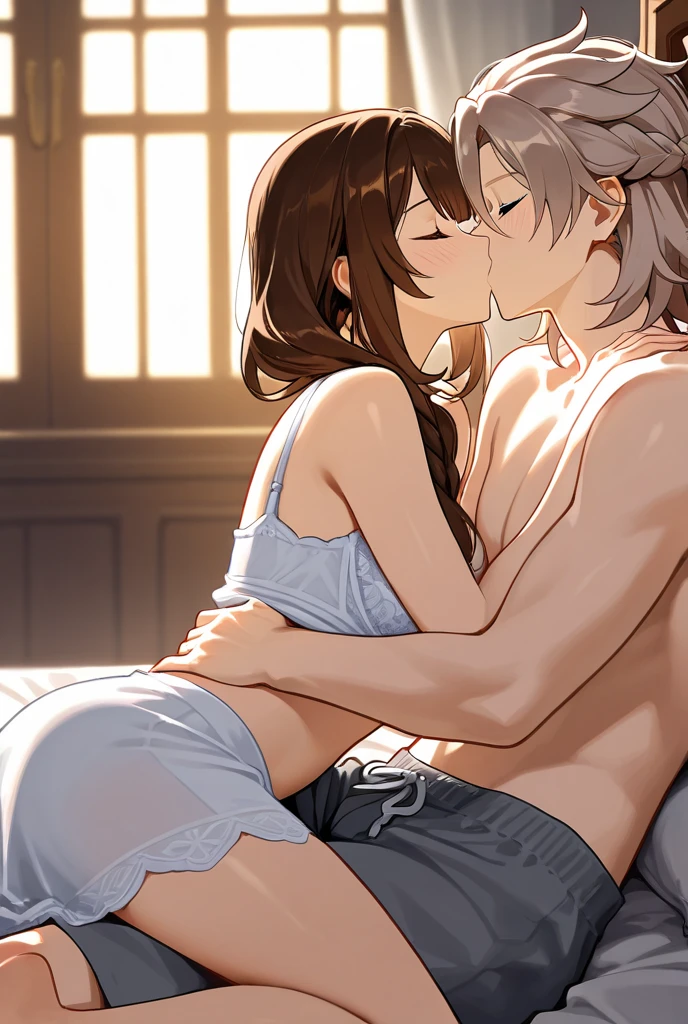 1woman, Miyuki is a housewife, housewife, (details, having sex with her child), (pose, back), Miyuki from the anime Daisuki na Haha.