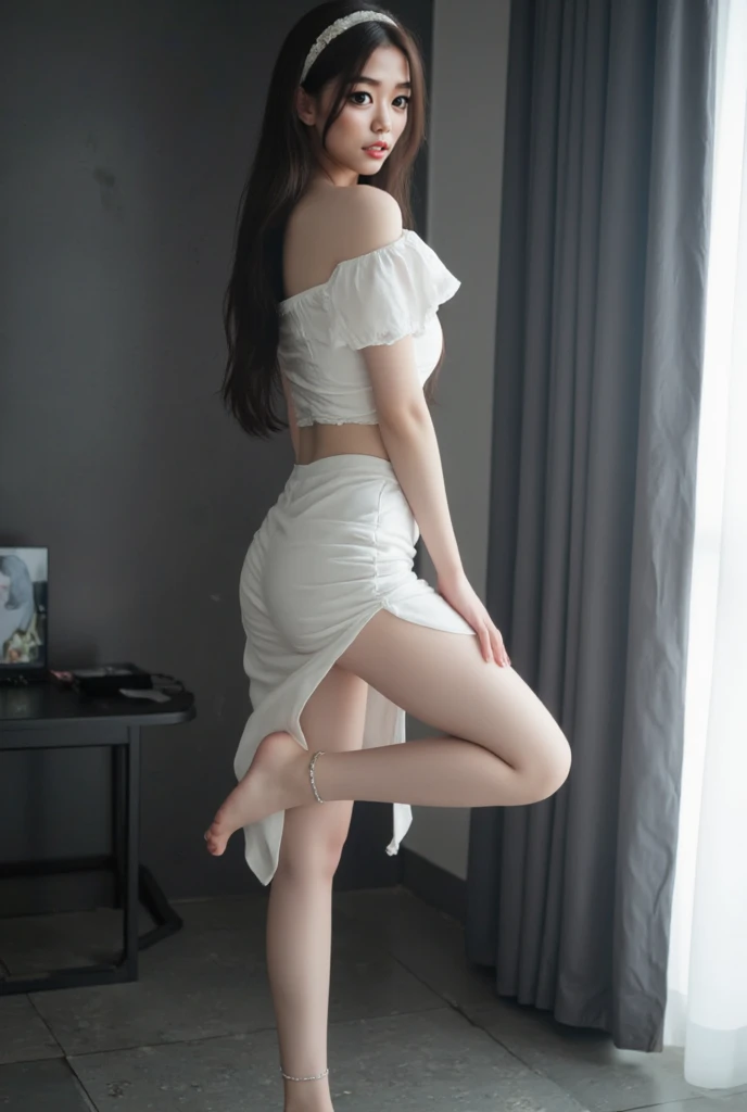 { one girl having (sex:1.6) with one man }, { the girl's (front view:1.3), (spread legs:1.3), (low angle:1.2) }, { (one man is rubbing his penis bulges on the girl's ass:1.6), (a lot of cum on body:1.6) }, { (masterpiece:1.3), (best quality:1.3), (photo realistic:1.6), (8K resolution:1.3) }, { shallow depth of field, (god ray:1.2), ((sunshine)), (bounced front lighting:1.3), (soft diffused lighting:1.8) }, { the girl is beautiful 22yo, (black eyes), (blushed face:1.3), (weeping:1.2), (laughing:1.2), ), (shiny skin), ((slender body)), beautiful firm breasts, (tight abs:0), (perky nipples:0), (black long hair) }, { the girl is wearing ((translucent bridal dress with detail golden trim)), off-shoulder, deep cleavage, (golden cross necklace:0)}