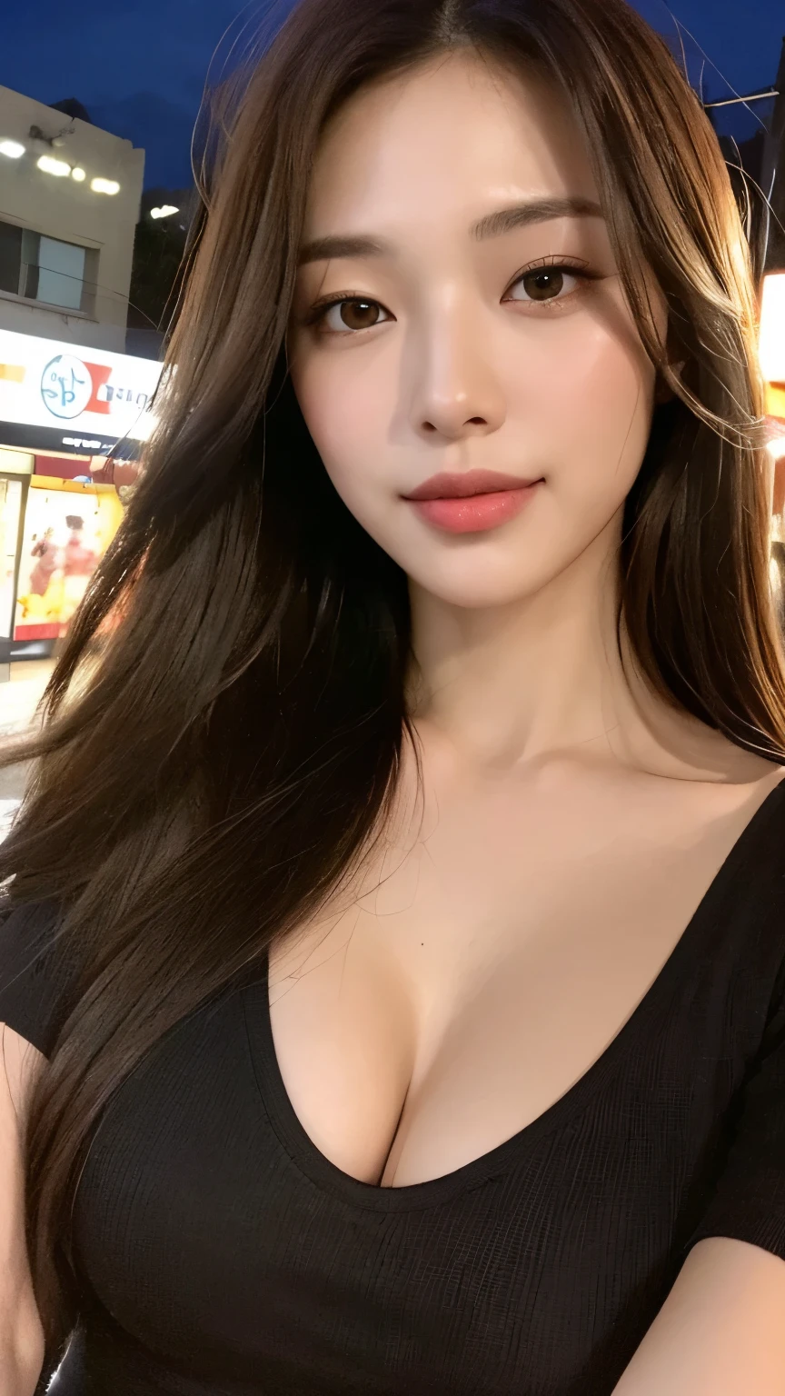 ((top-quality, 8K, tmasterpiece: 1.3)), big breasts beautiful, 1 woman, bigger: 1.3, Slim abs: 1.1, long wavy dark brown hair, (Wearing leather jacket with inner bra smirking seductively, 1 hand pleasuring herself, Eyes rolling, biting lips, standing at a cafe, facing the camera: 1.2), Ultra-detailed face, Highly detailed lips, Yawning, A detailed eye, 二重まぶた