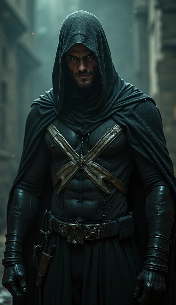 A muscular gay guy wearing a thief mask and a black cape, wearing nothing completely naked, doing a reverse doggy pose showing her round ass, he is on all fours on the floor showing his hot ass and his cock leaking cum and his ass with a lot of cum, and a hand opening her butt showing her ass begging for dick, he is looking back for the image