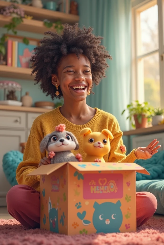 a 5 year old , receiving a toy like award, happy face, very expresive gesture in face addcol 25 years old woman, giving toy to . ((Peruvian skin)), clean dark hair, a interior of house background, HDR, natural hot lights, diary clothes, natural hot lights, (((photo realistic image:1.4)))