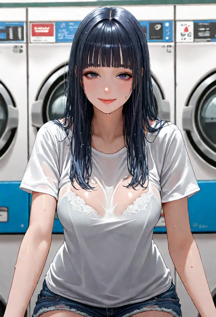 Best picture quality，tmasterpiece，超高分辨率，（Fidelity：1.4），photore，1girll，，white  shirt，worn jeans，White sneakers，Pale green eyeballs，eyeslashes，beautiful pupil，eye shadows，Light blush，Delicate facial features，Reasonable facial features，（torn laundry：1.5），（wetclothes：1.4），Chest patch，exposed bare shoulders，Real rain，Wet hair