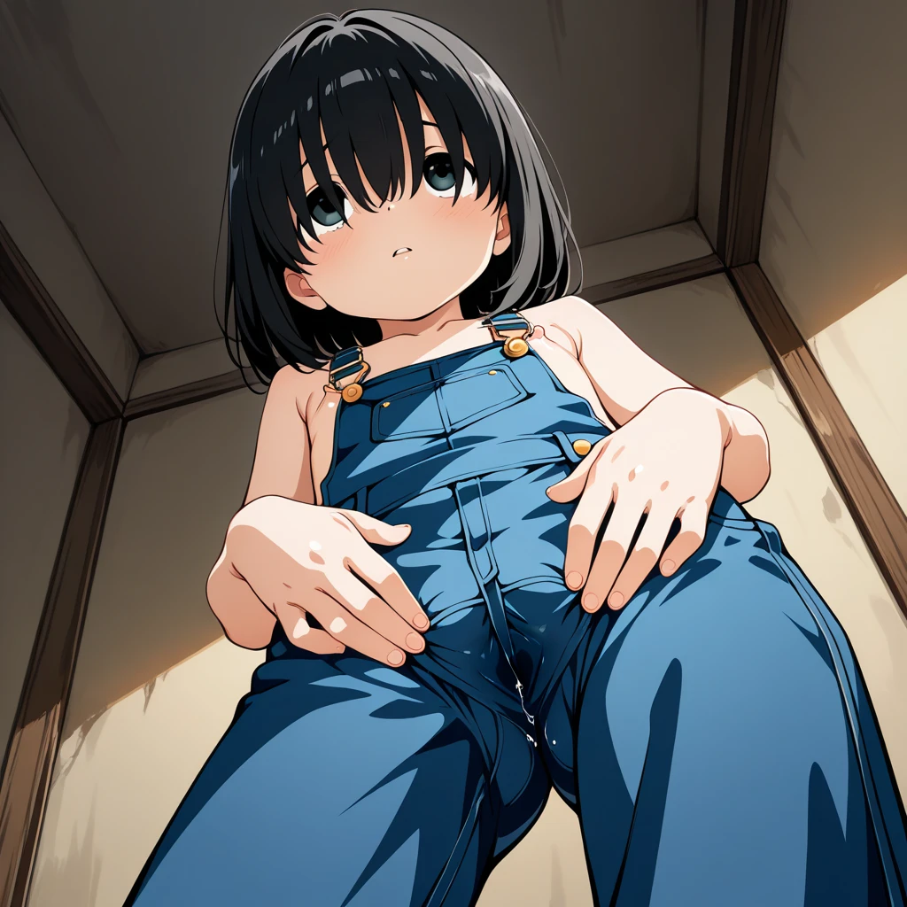 1girl, nsfw, (Expressive eyes), (Perfect Face), ((cute)), Slanted Eyes, ((Baby Face)), (((female child))), (), (((Petite))), ((Flat Chest)), White skin, gleaming skin, Yellow eyes, Crying face, seductive smile, twin braids, black hair, Naked, collar, chain leash, (Underground Prison), (Sweat), drooling, Limbs restrained to the ground, (((vaginal penis))), ((((intercourse with a man))), (deep penetration), (((missionary))), (1 guy), detail perfect piece, pov, 16k, (Best quality)