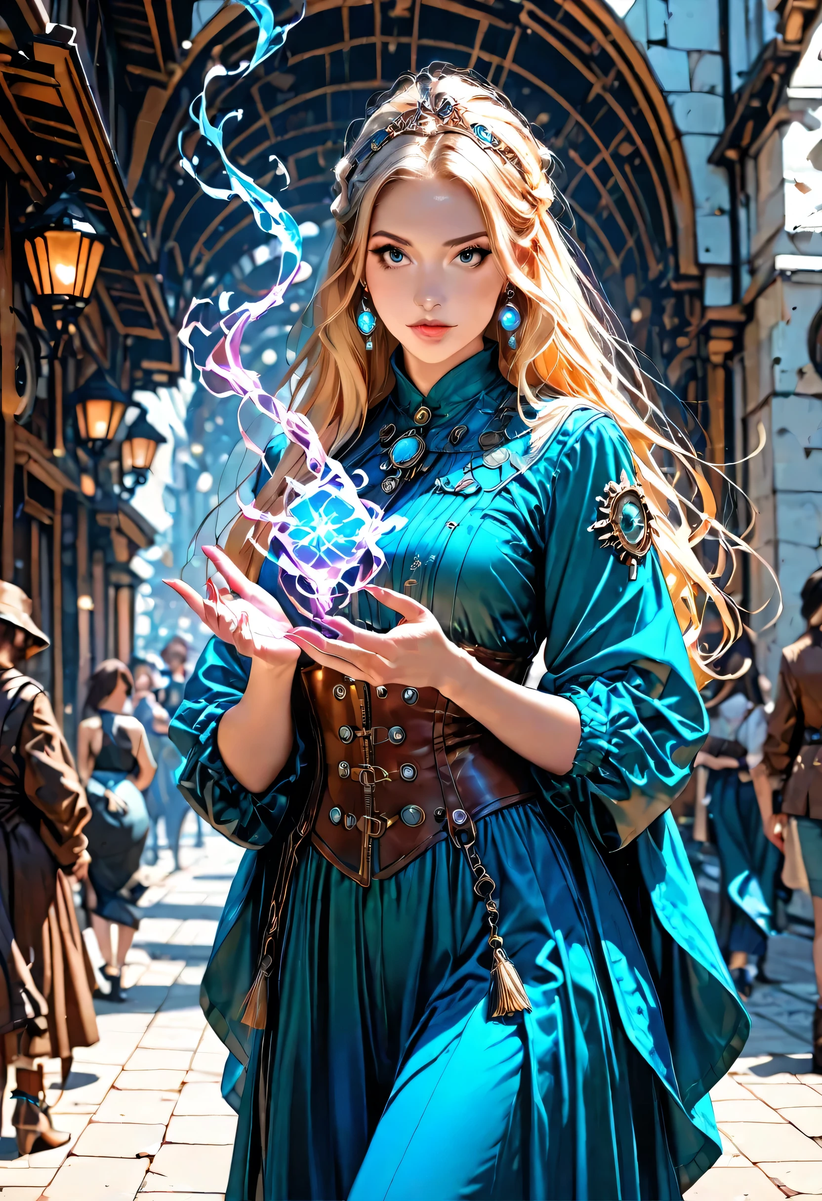 picture of a well manicured woman's hand, manipulating magical color shifting magic energy, extremely beautiful woman's hand (best Detailed, Masterpiece, Hyperrealistic) blond  fantasy art,  RPG art, photograph, RAW,  Best Detailed, steampunk background, ultra best realistic, best details, best quality, 16k, [ultra detailed], masterpiece, best quality, (extremely detailed), ultra wide shot, photorealism, depth of field, hyper realistic painting, 