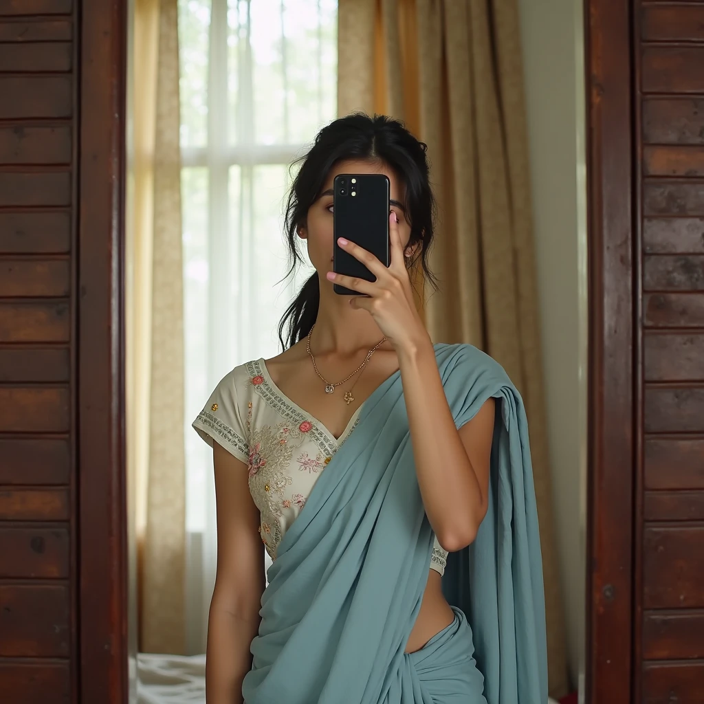 A girl in saree secretly filming her friend completely ????? while she's bathing in a phone from top of the door