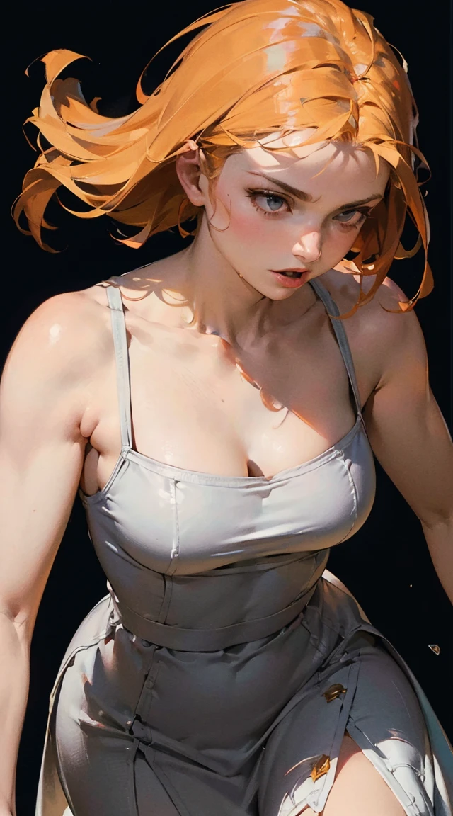 best quality, masterpiece, 1girl, (solo:1.1), raytracing, ultra detailed,detailed face, 8k wallpaper, aesthetic background, thin hips, ZeninMakiNDV, 1girl, green hair, yellow eyes, large breast, white belt.
