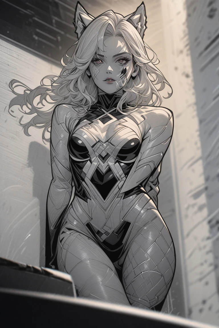 draw of a supergirl, pillarboxed, grey border,
blonde hair, cute superhero suit, large breasts, long hair, solo,
<lora:Hash_style:.7> hash draw,