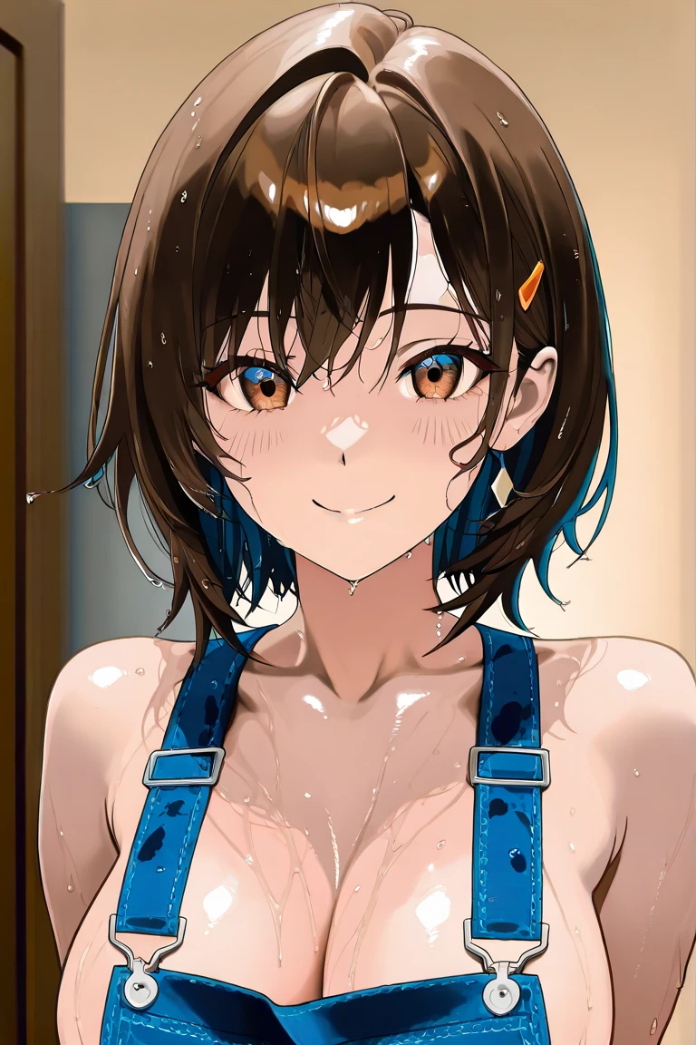1 woman, alone, 8k, masterpiece,, Masterpiece, 8ก, (big breasts:1.5), Cute face, , look at the audience., Stationary face , (nipple:1.6), (hairy:1.7), (piercing nipple:1.3)