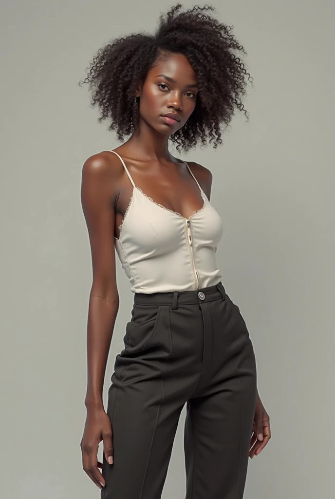 Zoe Saldana, very cute, highly detailed face, highly detailed green eyes, medium breasts, athletic physique, highly detailed toned abs, highly detailed muscular legs, highly detailed hands, wearing tight jeans, wearing sports bra, in the city, standing alone