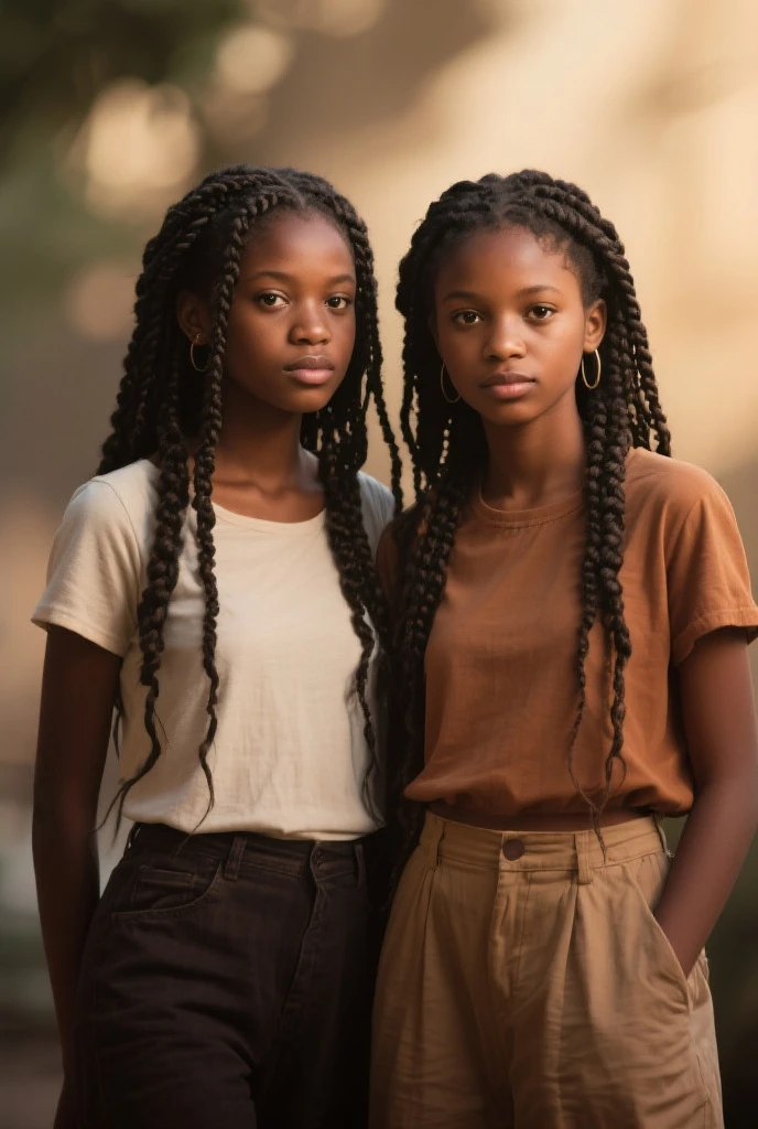 Charming young black girl，Girl with long black braids。 --auto