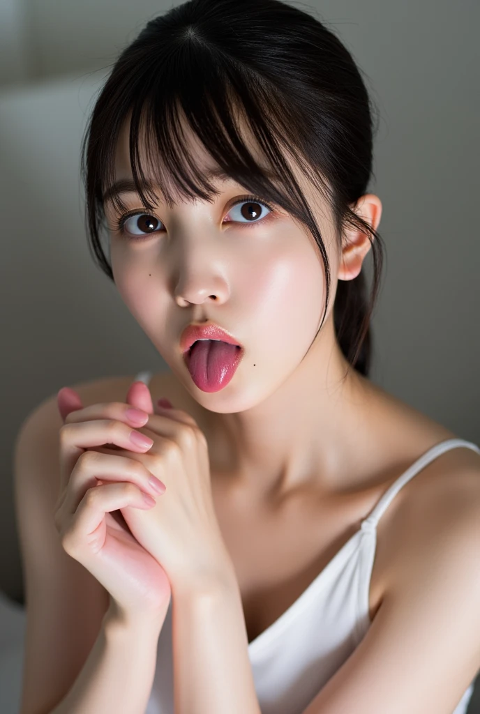 Japanese girl showing her realistic pussy