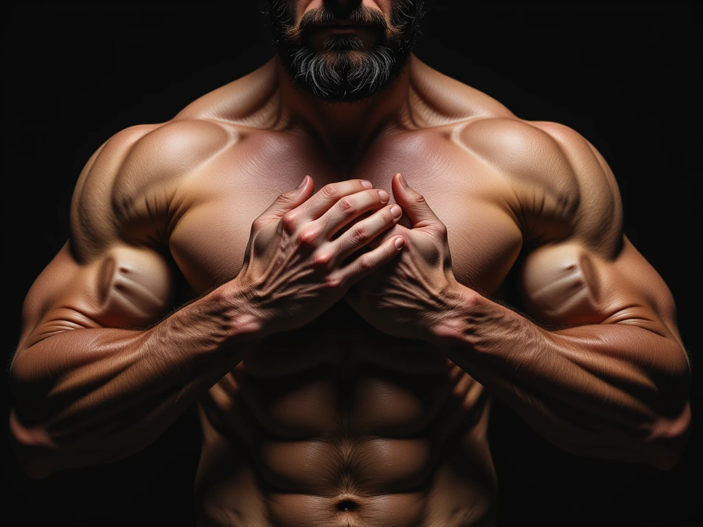 Masterbating bodybuilder