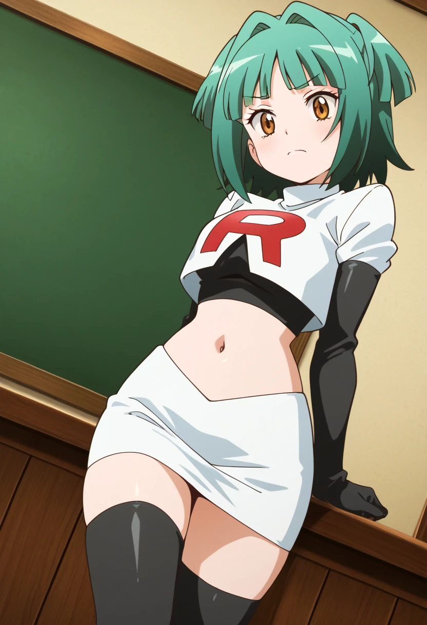 koyuki, 1girl, solo, long_hair, bangs, indoor, black_hair,ponytail, ahoge, hair_bow, sidelocks, green_hair, red_bow,1girl,masterpiece, expensive quality, very_expensive_solve, big_file size, full color,(completely nude:1.2),pussy,niplles,(pregnant:0.5),