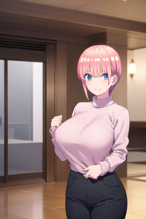 (1girl, solo:1.5), blonde hair, short hair, hairband, Purple eyes, ,nsfw , large breasts, nipple, Walking, , ,ShoppingMall, , frozen, wet, smile,, Naked, Blind ,Temptation, Blank look, empty eyes