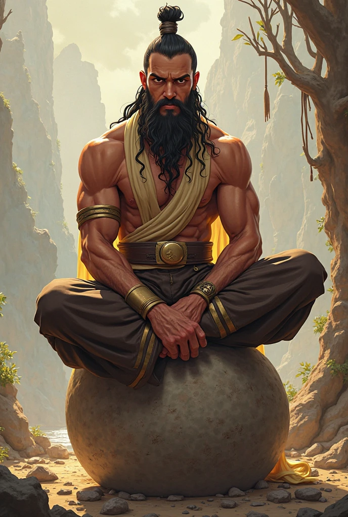 Personagem Sett de league of legends, as if he were a monk in a forest