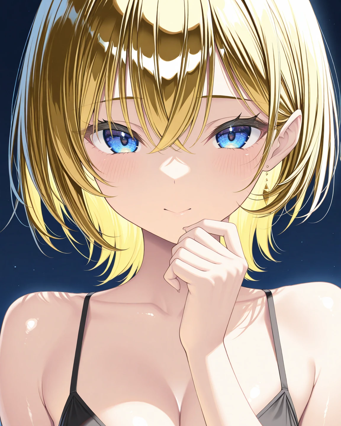 Official art using high quality hand-drawn watercolor sketch techniques,Embarrassed girl with gold bikini about to come off Sheet milk exposed Transverse chest (Little Girl:1.5)(Small body) (blonde:1.5)(eyelash:1.2) (Short Bob Hair:1.4), (Blue eyes)(Big Breasts:1.8)