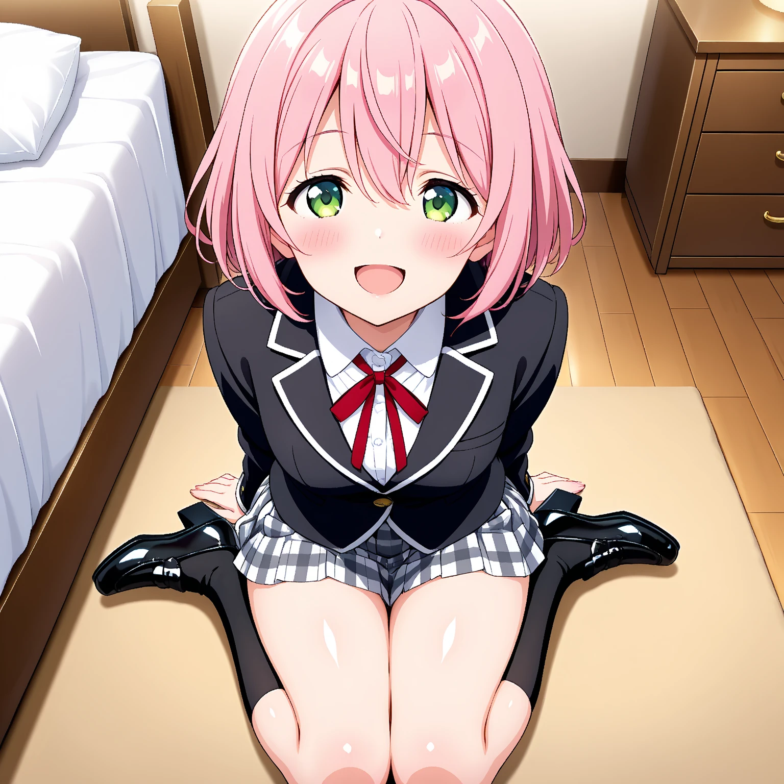 ((masterpiece, best quality)), highres, 1girl,solo, <lora:add_detail:0.6>,
momo velia deviluke, bob cut, short hair, hair ornament, pink hair, <lora:Kizuki - To Love Ru - Momo Velia Deviluke:0.9>, blush,light smile, school uniform, clothes lift,
<lora:PovMissionaryVaginal-v1:0.6> , missionary vaginal, spread legs, close up, bottomless, laying on bed, pillow, sweaty,