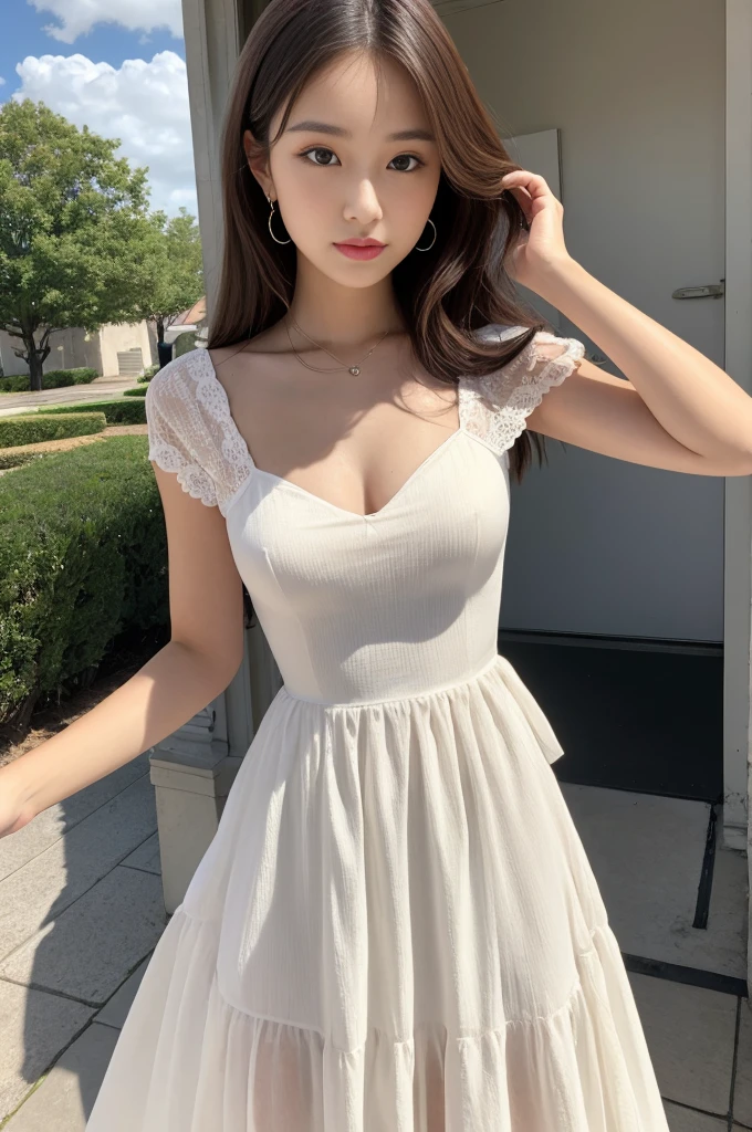 ((Best Quality, 8K, Masterpiece: 1.3)), 1girl, Slim Abs Beauty: 1.3, (Hairstyle Casual, Big Breasts: 1.2), Dress: 1.1, Super Fine Face, Delicate Eyes, Double Eyelids, Smile, Home