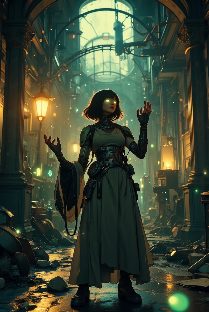 <lora:biochemical:0.7>, cinsdia, woman standing in an abandoned warehouse, overgrown ruins, wearing gas mask, elegant ballgown || masterpiece, 8k, high resolution, shallow depth of field, sharp focus