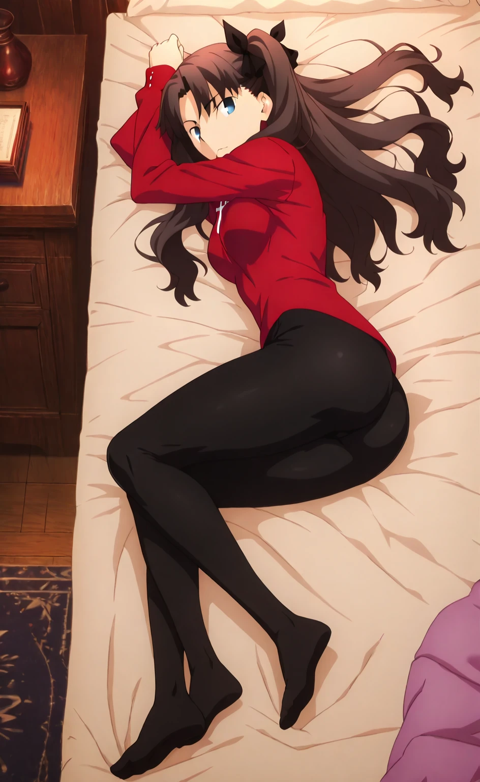 masterpiece、Highest quality、Gymnastics club high school girl sleeping on the sofa、Sleeping in a rhythmic gymnastics leotard、Sweaty、Sloppy sleeping position、Mouth wide open and drooling、Happy sleeping face、Beautiful feet、White tights、A beautiful girl、The gap between appearance and sleeping position、shiny black hair、Red Hairband、
