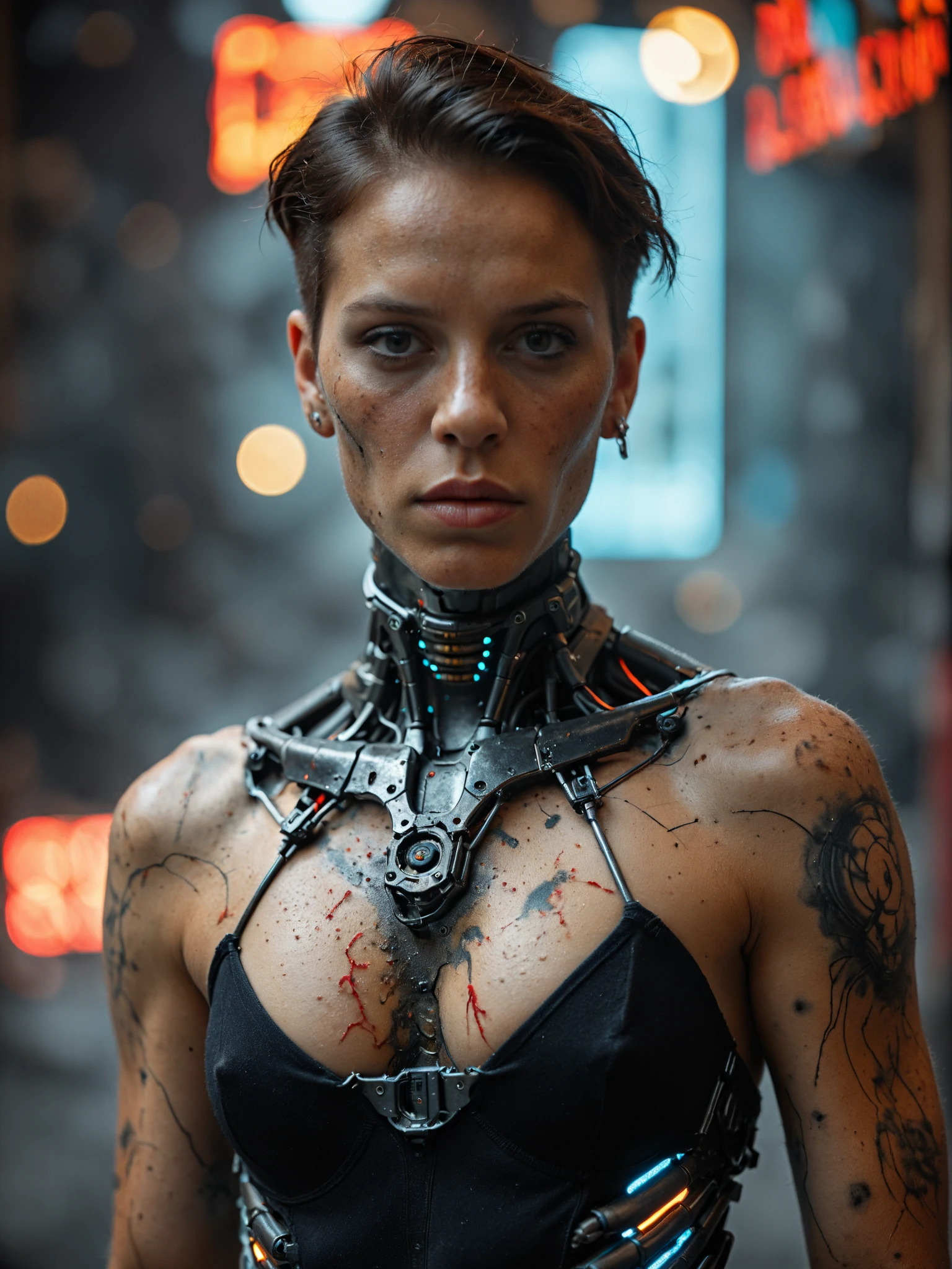 (cybersoldier style aesthetic), bust to waist, (half body), (beauty shape), sensual look, determined, powerful pose, perfect skin, hyperrealistic masterpiece, in extremely complex & superdetailed black and white seamless plugsuit, cinematic illumination, 8k, symmetrical eyes, realistic, sharp focus, HD, highly detailed, intricate details, photography, studio portrait, detailed, cinematic lighting, determined:1,2, brave