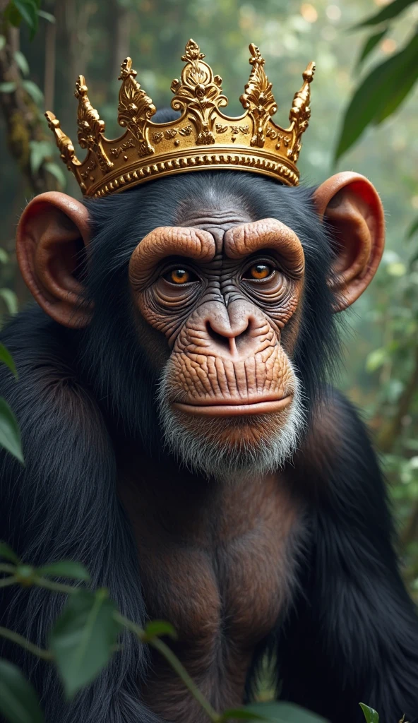A little angry monkey with a crown on his head