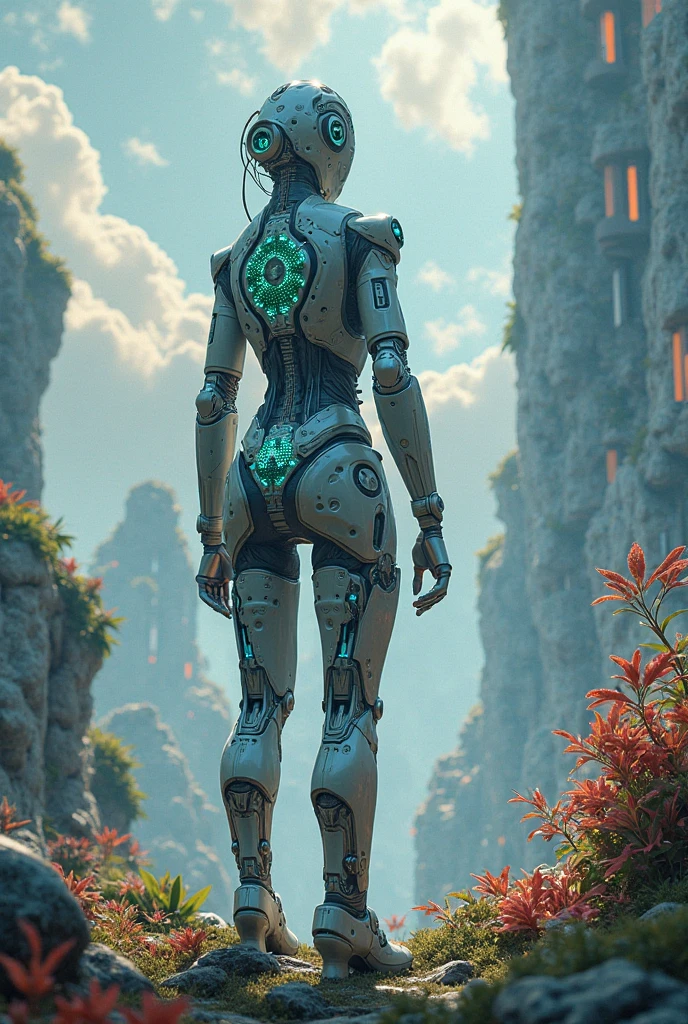 Create an anime-style setting for a planet where the species that inhabits it is a Human species that has integrated advanced technology into its biology., such as cybernetic implants or genetic modification to enhance their cognitive abilities, physics, and longevity.
Extraterrestrial living in the place, a description of the anatomy of each species and the animals and vegetation of the place. That species have biological logic. And they are based on an evolutionary theory.