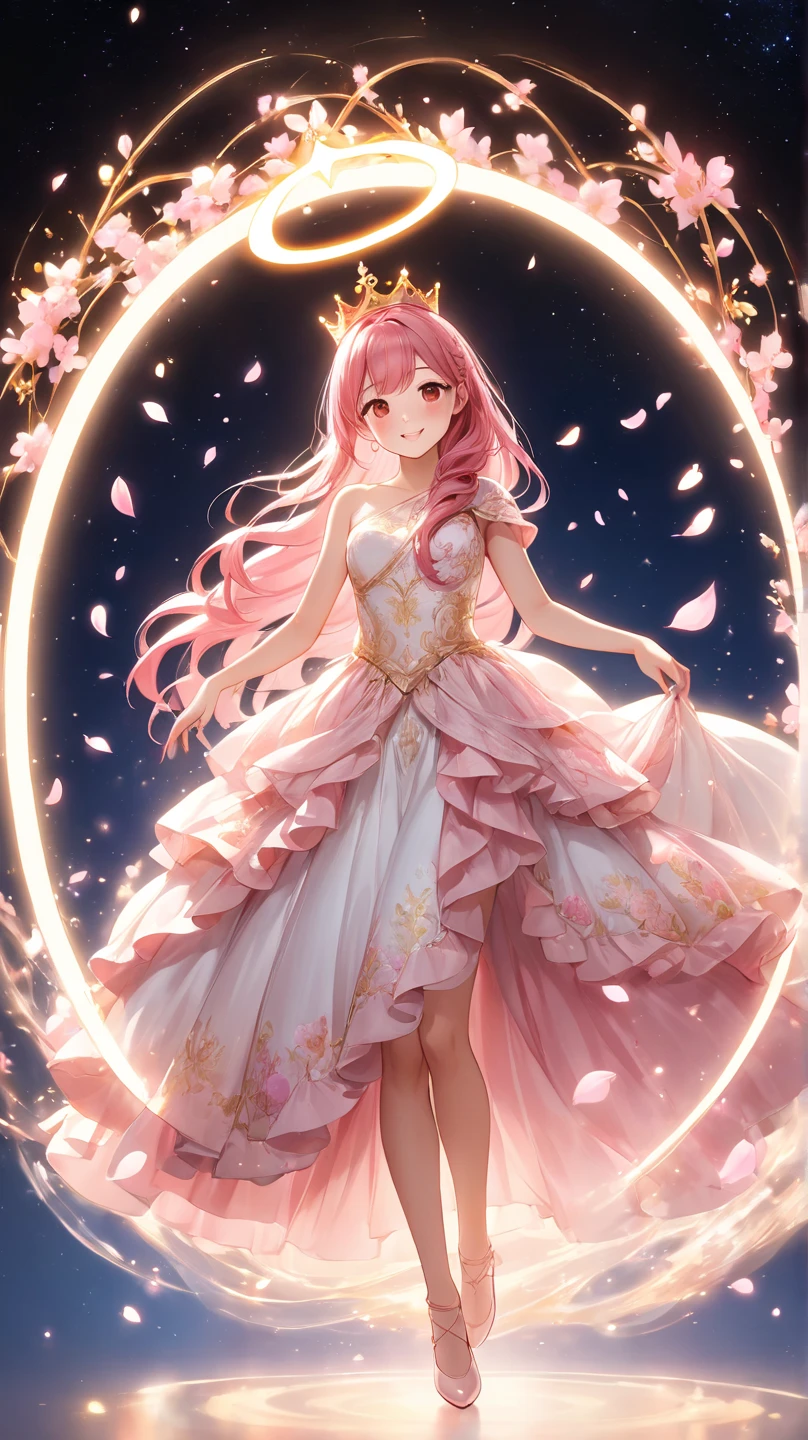 1girl, solo, best quality, masterpiece , Ruby Hoshino, hair ornament, sparking eyes, star on eye, (star on right eye:1), (dress:1.4), (concert1), on the stage,