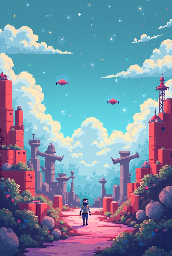<lora:EnvyStarlightAnime14:1.25>soft anime digital painting, cheerful hypercollider in a far future scifi cloud metropolis outside of reality, masterpiece