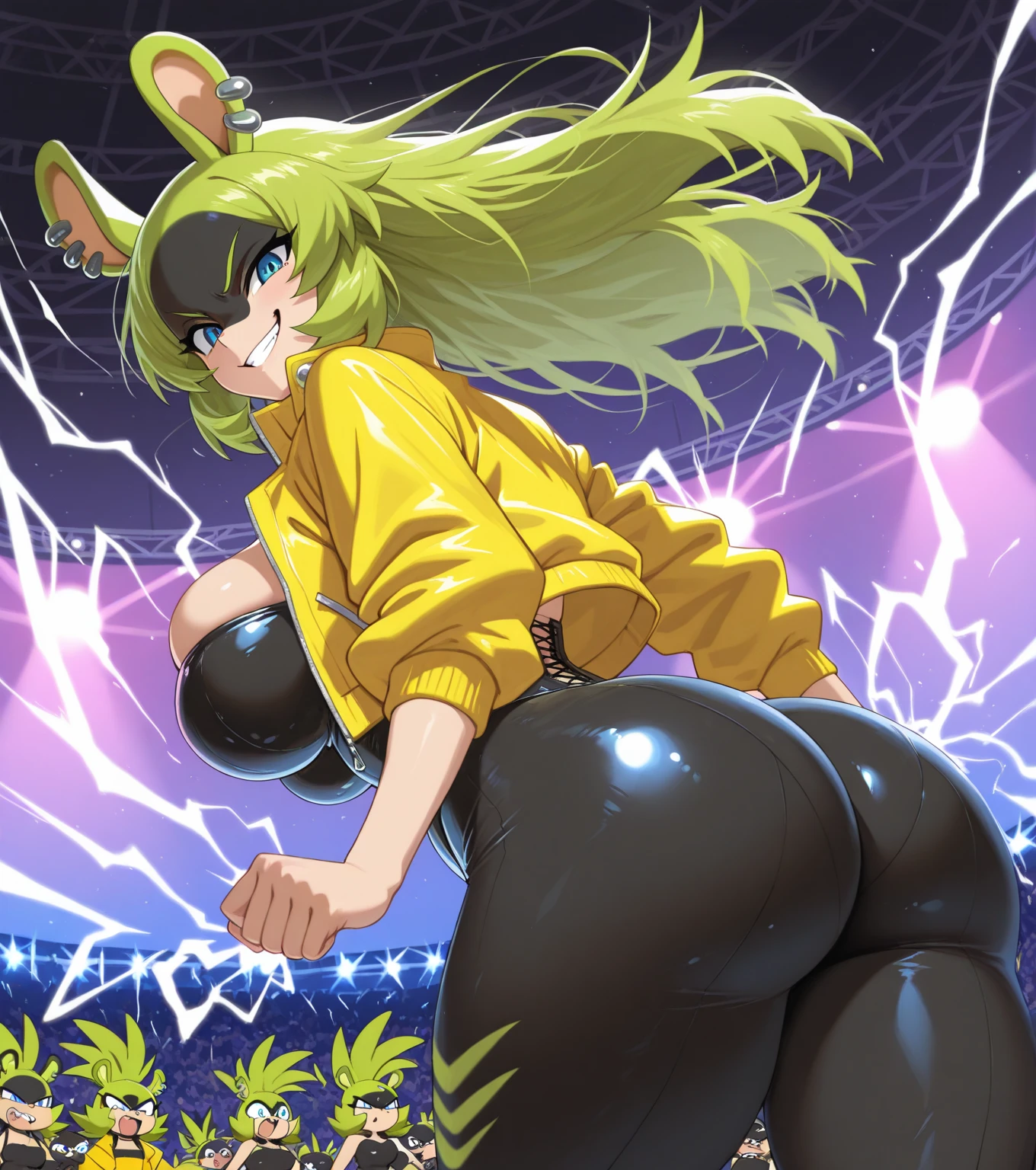 Sexy humanoid bee anime, twerking, no pant, no panties