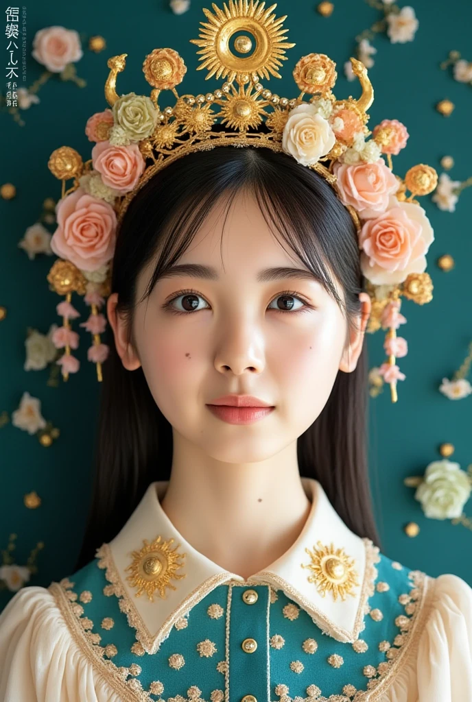 Renaissance painting, Japanese beautiful girl, Small eyes, Single-lidded eyes