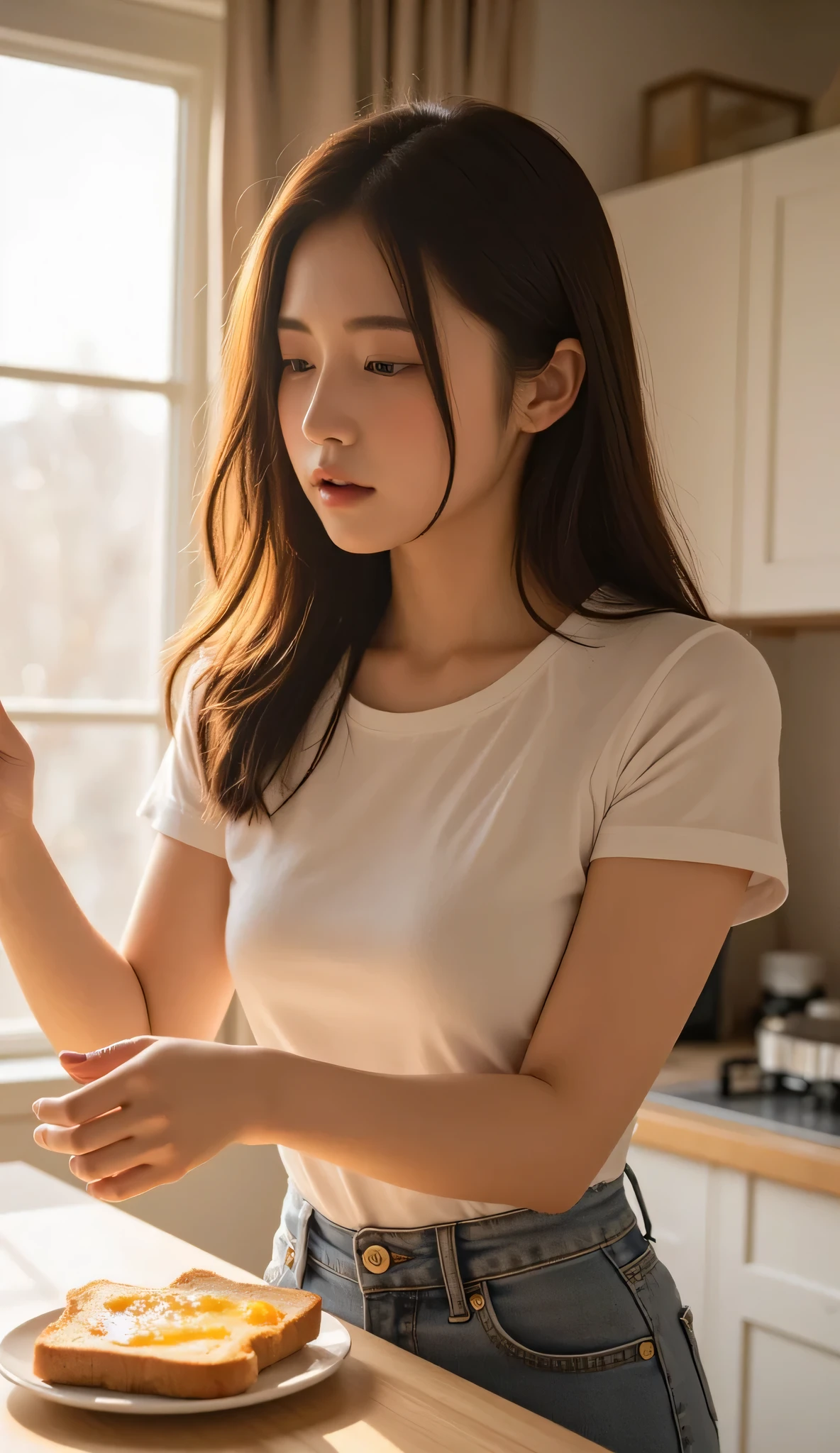 ((Extremely precise and accurate anatomy:1.0)), (photo Realistic:1.4), (hyper Realistic:1.4), (最高品質のRealisticな肌の質感:1.4), (Improvement of quality:1.4), (Enhances the beauty of skin texture:1.1), Clean and glowing skin, mesh, thin:1.2, (Realistic:1.3), Realisticなライティング, (Smoother lighting:1.05), (Improving the quality of cinema lighting:0.9), Backlight, A gentle light on your face, Ray Tracing, (Bright light:1.2), 32k, One Japanese woman, fine grain, Detailed face, (Film Grain:1.1),(Accentuates body lines:1.1), High resolution, Natural look, Kind eyes, Improves hair quality, Delicate light and shadow, Transparent muscles, Graceful pose, Beautiful Eyes, Sharp details, Soft light reflection, Beautiful contours, Delicate skin tone, Fine hair texture, Natural background,