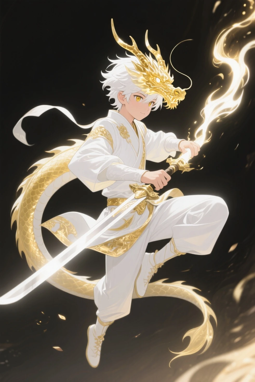 meditation Gray Hair male Golden Dragon