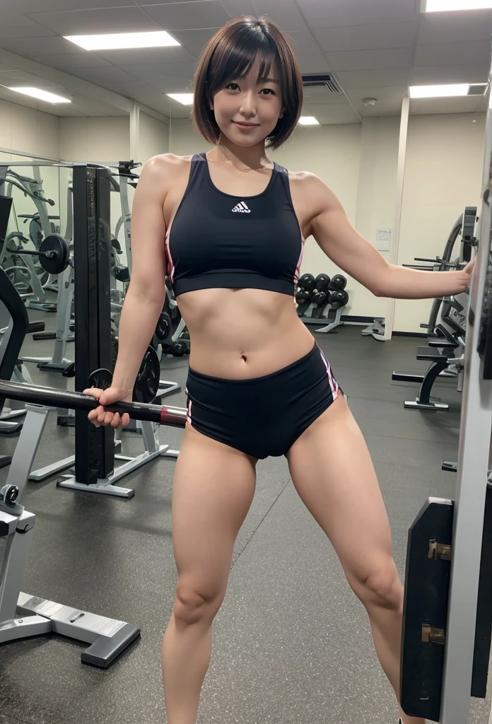 (best image quality, realistic depiction),(My body is slippery with lotion,sweaty body),choker,full nude,(Naked woman lifts a barbell with all her might),big breasts,((best character depiction,beautiful nude body))