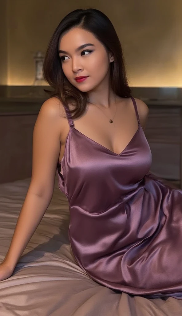 woman in silky night gown