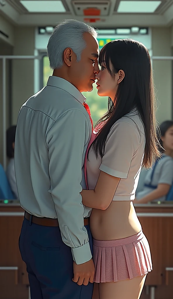 (32K:1.9, Realistic:1.9, Highest quality, masterpiece, Ultra-high resolution), Perfect dynamic composition, Highly detailed skin and facial textures:1.3, Detailed eyes, Detailed limbs, (Cute sexy slim Japanese schoolgirl, A tall and slim Japanese high school boy), Fair skin, ((Clarity:1.1)), (Both boys and girls wear blazers with red ties.:1.3), (A high school boy does a kabedon to a high school girl:1.0), (Cunning Smile:0.9, Totally captivates you:0.9), (beautiful Blue Eyes, beautiful, Clear Eyes:0.8), Sexy Face:0.4, blush:1.1, (beautifulエロティシズムを醸し出す味わい:0.8), Professional random camera work, Cinematic Lighting Effects, ((Full Body Shot)), ((Too erotic:0.9)) , romantic, mysterious, Object of admiration, original, dramatic, artistic, Innovative, charm, Heartful, Fancy, Tilt, sense of loss, special, exciting, Extreme, sense of openness, joy, joyの表現, ((若さのcharm, 女性的なcharm))